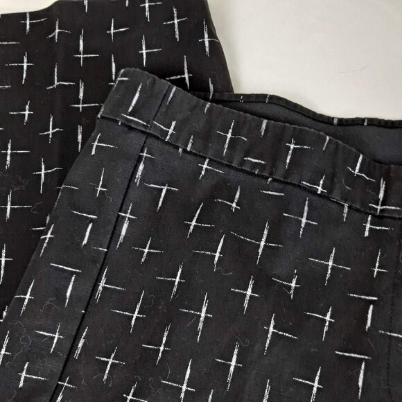 J Jill Size 6 Straight Leg Pants Black White Crosshatch Pattern Elastic Waist - Picture 3 of 10